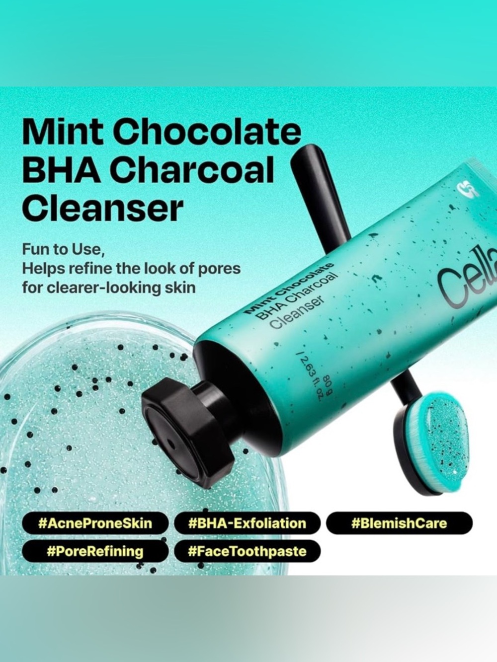 Korean Skincare Celladix Mint Chocolate BHA Charcoal Face Cleanser - Picture 8 of 14